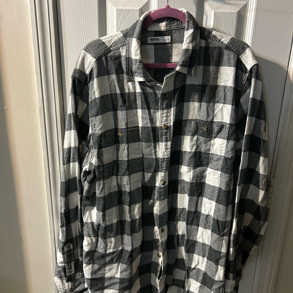 Sonoma Black and White Checkered Shirt